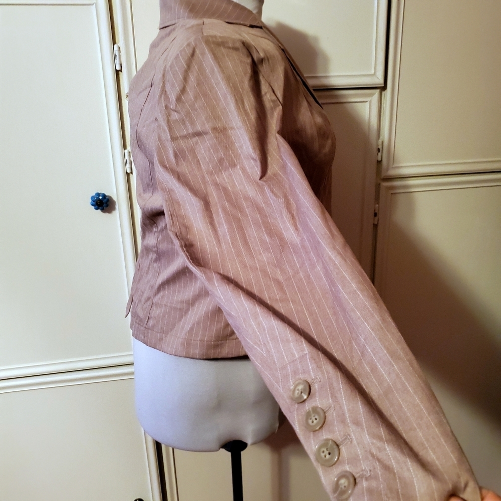 Lane Bryant Lt. Brown Pinstripe Blazer - Picture 2 of 4